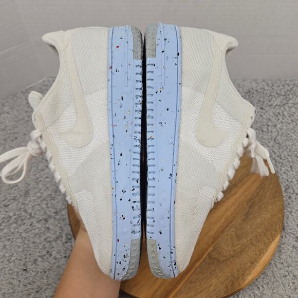 Nike Womens 9 Air Force 1 Low Crater Flyknit White Ice Blue Casual Daily Sneaker - Picture 7 of 12